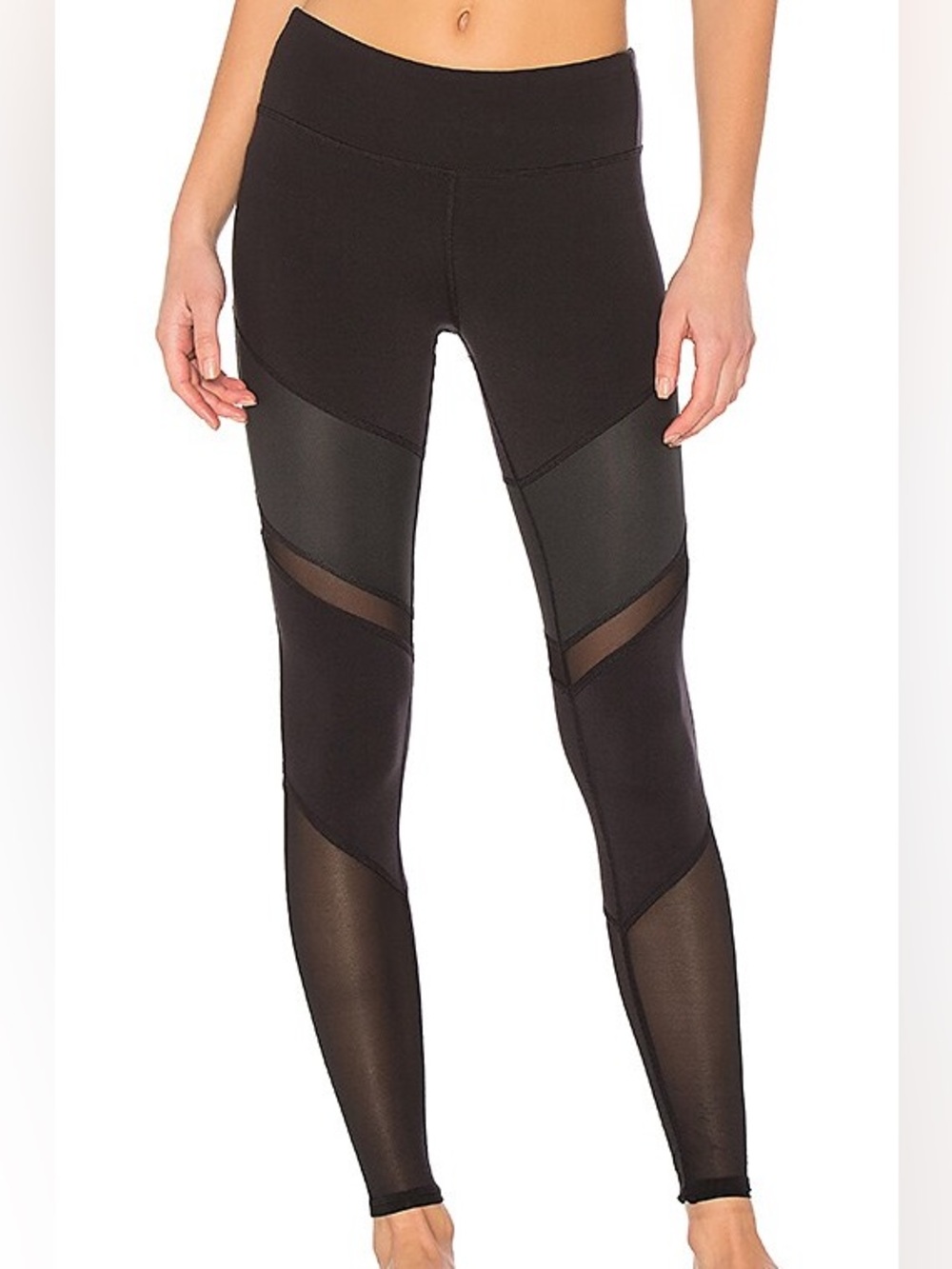 Alo Yoga | Black Mesh Glossy Leggings